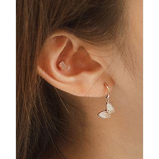 Set: Various Ear Studs (8 Pcs) + Butterfly Hook Earrings (2 Pcs) Pink - One Size