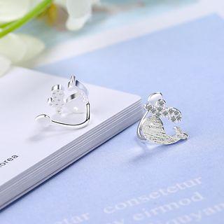 Whale Ear Cuff 1 Pair - Copper White Gold Plating - One Size