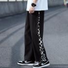 Leopard Panel Plain Straight Leg Pants