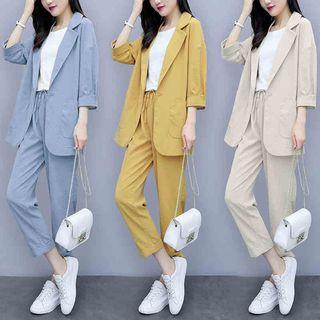 Set: Button Blazer + Harem Pants