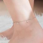 925 Sterling Silver Rhinestone Anklet Silver Anklet - One Size