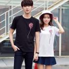 Couple Matching Floral Print Short-sleeve T-shirt