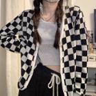 Checkerboard Zipped Jacket Checked - Black & White - One Size