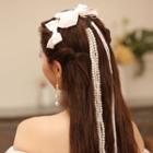 Set Of 5: Bow Drop Earring + Hair Clip + Beaded Hair Tie