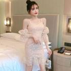 Cold-shoulder Star Lace Mini Dress