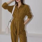Plain Lace-up Long-sleeve Jumper Pants