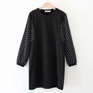 Dotted Panel Mini Pullover Dress