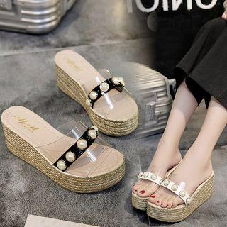 Espadrille Platform Wedge Slide Sandals