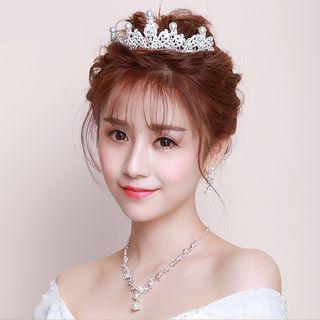 Wedding Set: Rhinestone Tiara + Earring + Necklace