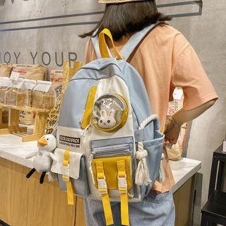 Pvc Panel Color Block Nylon Backpack