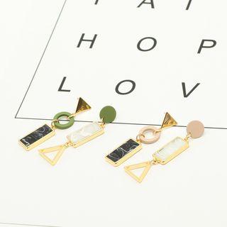 Non-matching Marble Patterned Drop Earring
