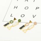 Non-matching Marble Patterned Drop Earring