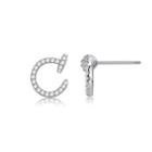 925 Sterling Silver Fashion Simple Letter C Cubic Zircon Stud Earrings Silver - One Size