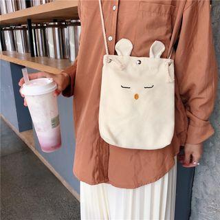 Ear-detailed Canvas Tote Bag Ear - Beige - One Size