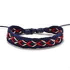 Braided Bracelet Dark Blue & Red - One Size