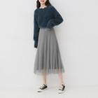 Mesh Overlay Knit Skirt