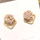 Floral Alloy Square Earring 1 Pair - As Shown In Figure - One Size
