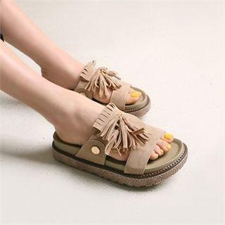 Tasseled Trekker-bottom Slide Sandals