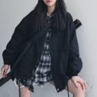 Mock Two-piece Hooded Plaid Jacket