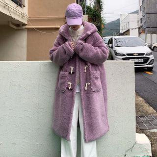 Faux Shearling Midi Duffle Coat