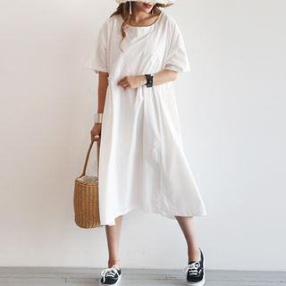 Dolman-sleeve Pocket-side Long A-line Dress