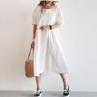 Dolman-sleeve Pocket-side Long A-line Dress