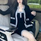 Sleeveless Knit Mini Dress / Crew-neck Cardigan