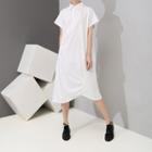 Short-sleeve Asymmetric Plain Dress