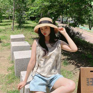 Square-neck Patterned Tank Top