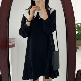 Long-sleeve Collar Mini Mermaid Dress