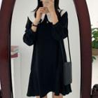 Long-sleeve Collar Mini Mermaid Dress