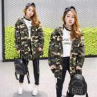 Applique Camouflage Hooded Jacket