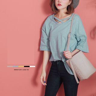 Strappy Cross Short Sleeve Tee