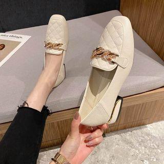 Rhinestone Chained Quilted Loafers