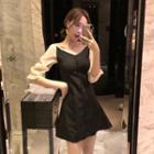 Wide-neck Mock Two-piece A-line Dress
