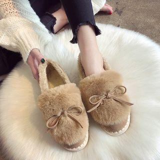 Furry Ribbon Platform Shoes