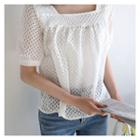 Square-neck Laced Top White - One Size