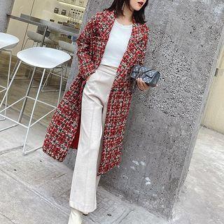 Plaid Tweed Single-breasted Coat