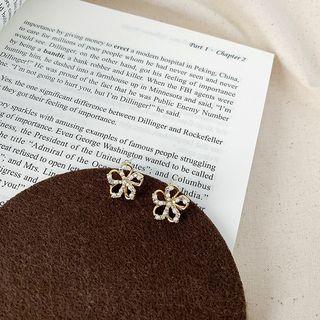 Cutout Flower Pearl Accent Earrings