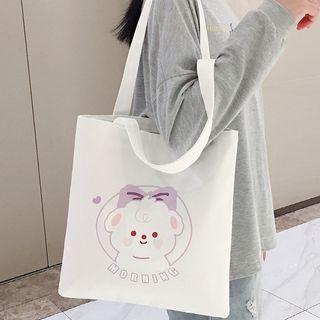 Print Canvas Tote Bag Angel - White - One Size