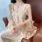 Sleeveless Dress / Lace Long Cardigan