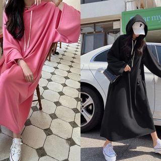 Drop-shoulder Oversize Long Hoodie Dress