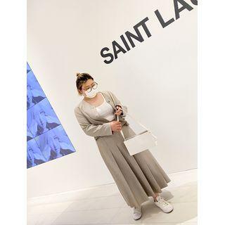 Set: Lapelless Cropped Blazer + Pleated Maxi Skirt