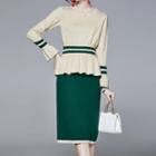 Set: Peplum Sweater + Midi Fitted Skirt