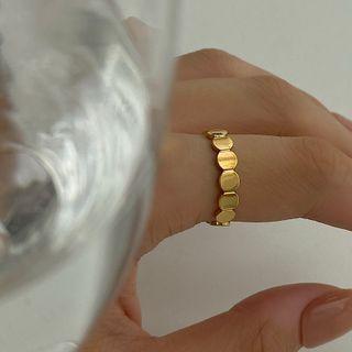 Geometric Alloy Open Ring 1 Piece - Gold - One Size