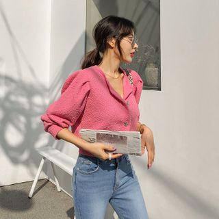 Bishop-sleeve Boucl  Cardigan