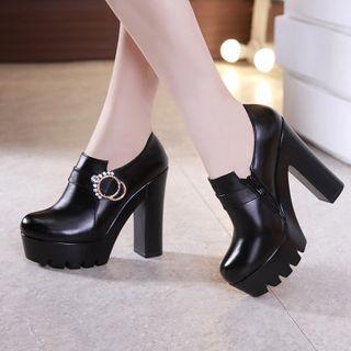 Rhinestone Platform Chunky-heel Ankle Boots