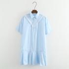 Short-sleeve Pleated Collared Dress