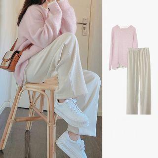 Mock Two-piece Sweater / Wide-leg Pants / Set