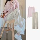 Mock Two-piece Sweater / Wide-leg Pants / Set